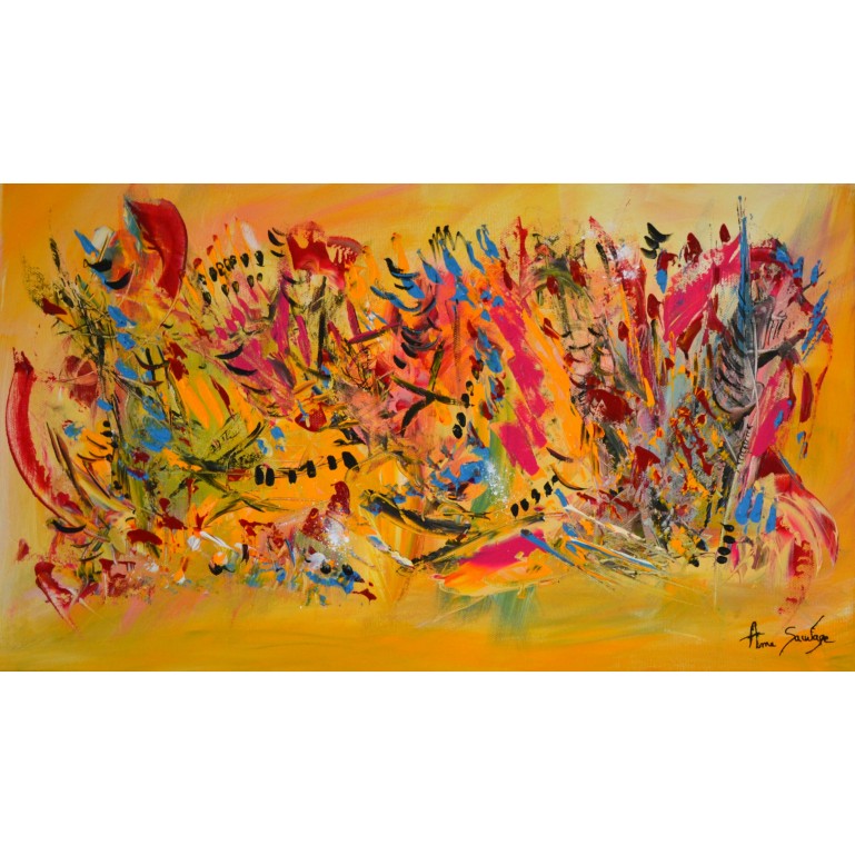 Jeux d'été - tableau abstrait jaune