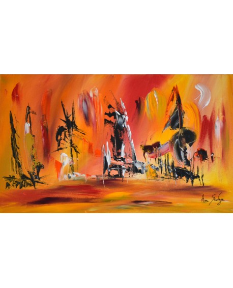 Vers l'inconnu - Tableau abstrait jaune orange