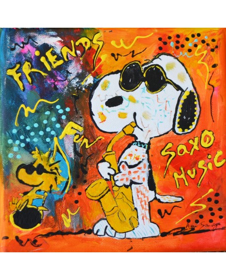 Saxo Snoopy - tableau Snoopy avec saxophone