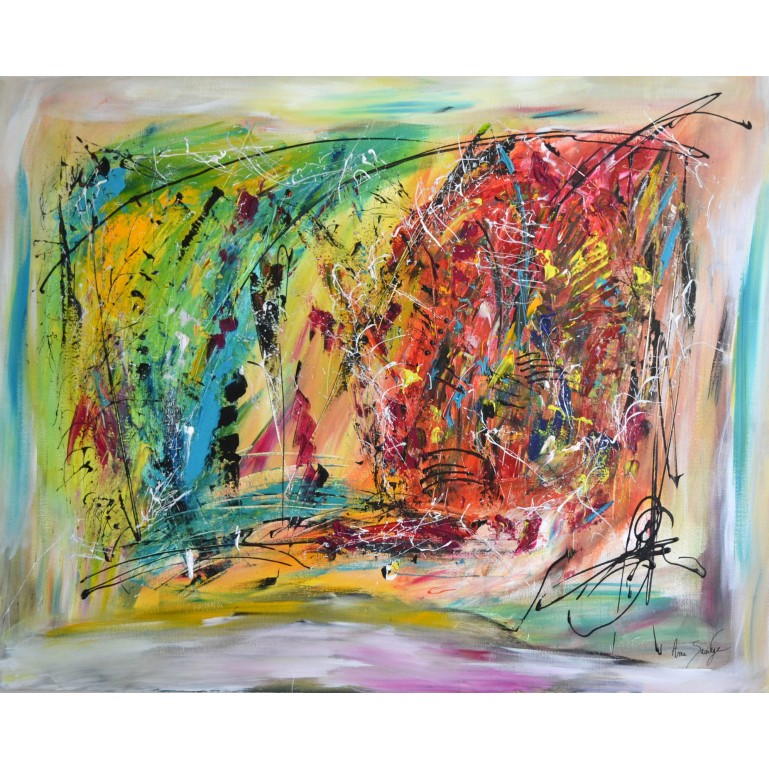 L'énergie visible - tableau abstrait multicolore grand format