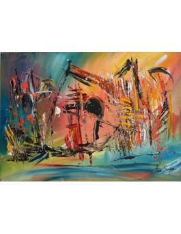 Le sculpteur - tableau abstrait multicolore