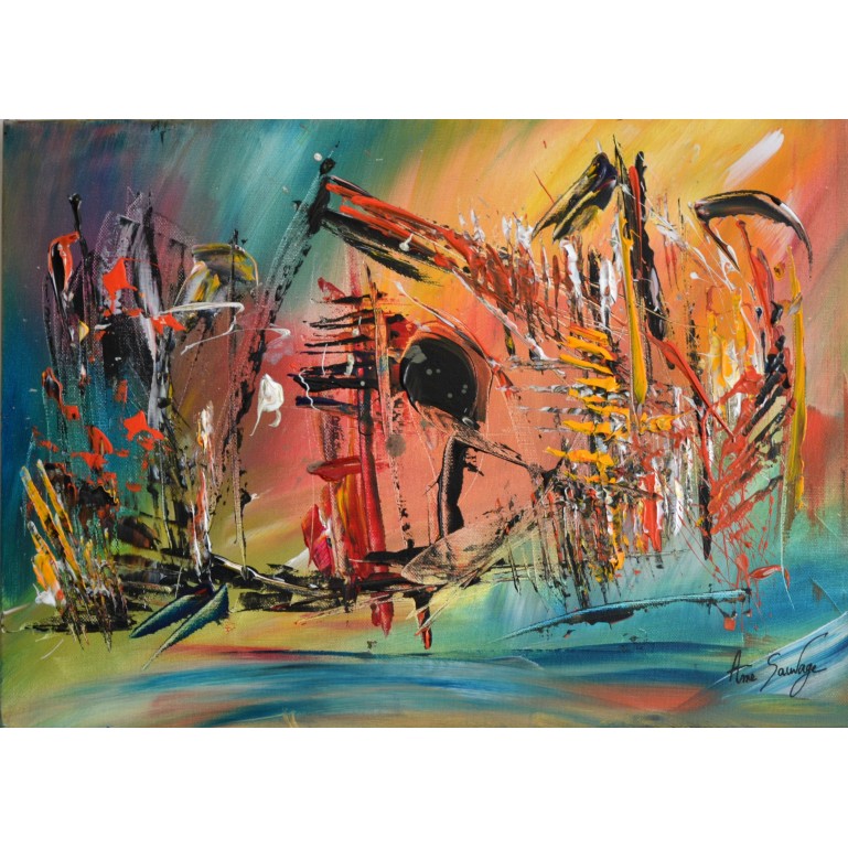 Le sculpteur - tableau abstrait multicolore