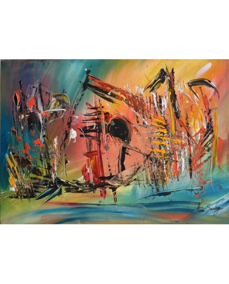 Le sculpteur - tableau abstrait multicolore