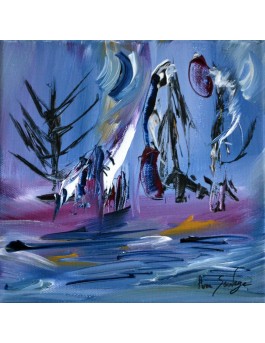 Dessins du ciel - tableau abstrait bleu violet mauve