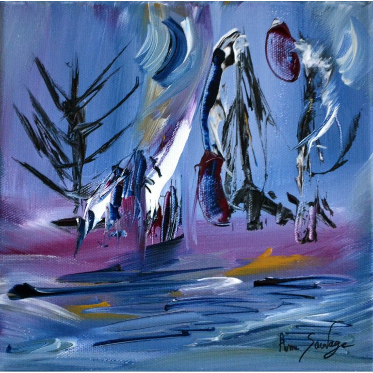 Dessins du ciel - tableau abstrait bleu violet mauve
