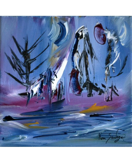 Dessins du ciel - tableau abstrait bleu violet mauve