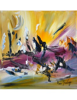 Les amoureux au clair de lune - tableau multicolore