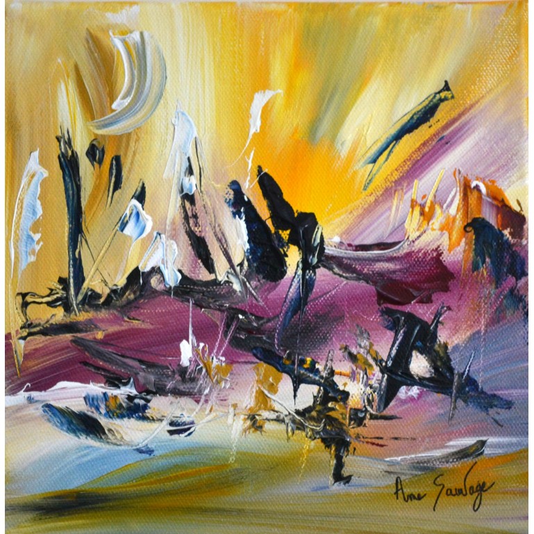 Les amoureux au clair de lune - tableau multicolore