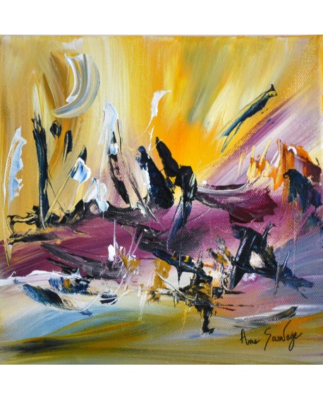 Les amoureux au clair de lune - tableau multicolore
