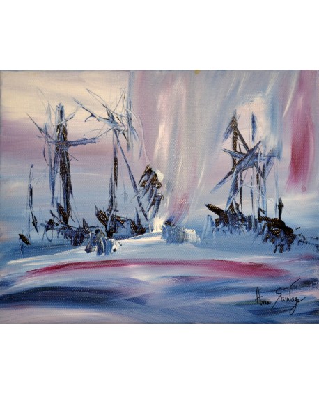 tableau abstrait violet blanc