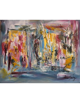L'heure du jugement - tableau abstrait multicolore