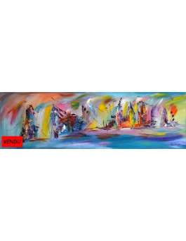 la cité du futur - tableau abstrait panoramique