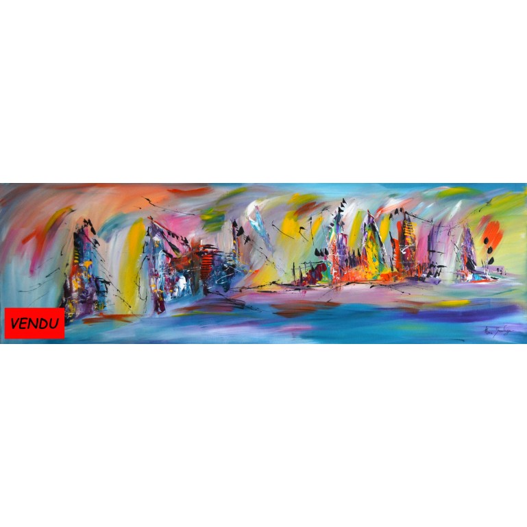 la cité du futur - tableau abstrait panoramique
