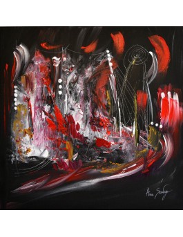 tableau abstrait rouge noir blanc