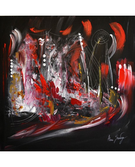 tableau abstrait rouge noir blanc