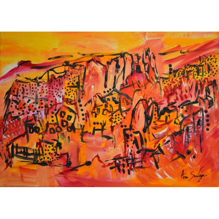 A flanc de montagne - tableau orange