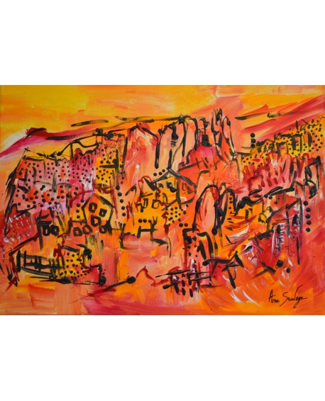 A flanc de montagne - tableau orange