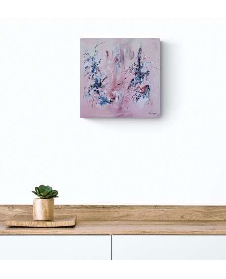 tableau abstrait rose bleu moderne