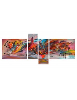 tableau quadriptyque multicolore