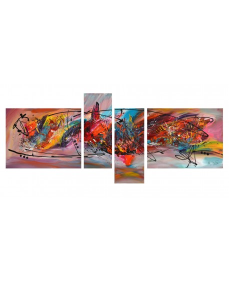 tableau quadriptyque multicolore