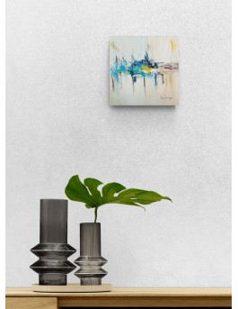 tableau abstrait moderne bleu jaune
