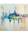 tableau abstrait contemporain bleu jaune