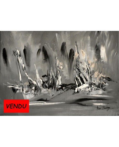 Tableau art contemporain noir et blanc Sculpture de glace