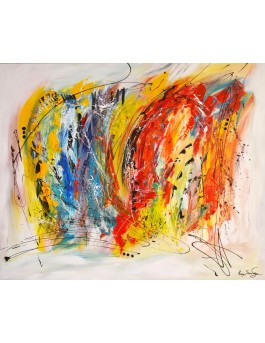 grand tableau abstrait multicolore - peinture coloree