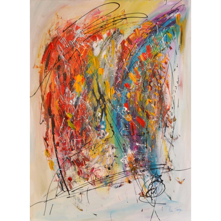 La danse arc en ciel - tableau multicolore