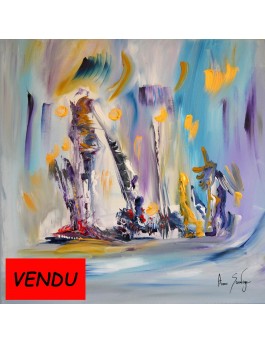 tableau abstrait violet moderne