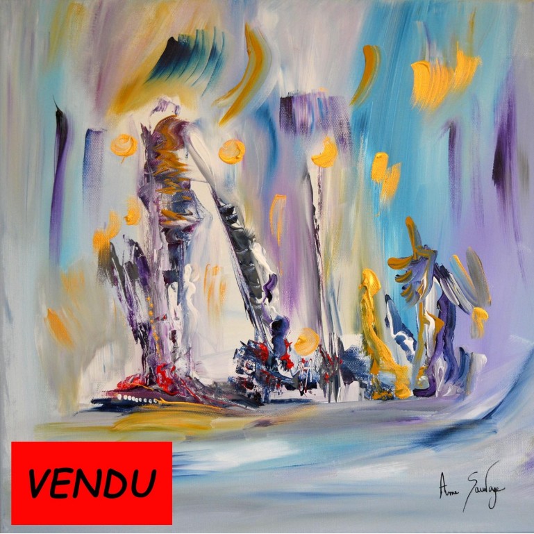 tableau abstrait violet moderne