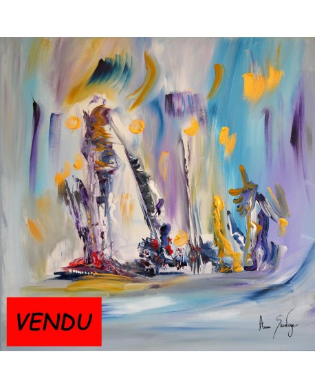 tableau abstrait violet moderne