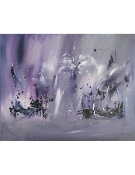 tableau abstrait violet mauve blanc