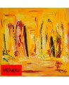 tableau abstrait jaune et rouge moderne