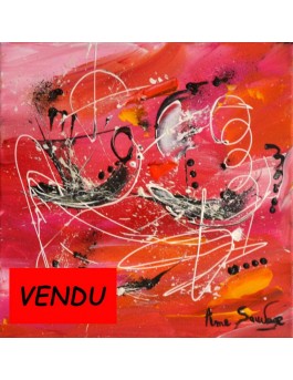 tableau abstrait rouge design Barques dynamiques