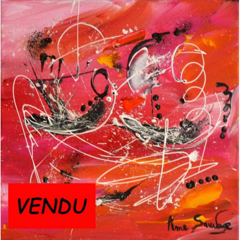 tableau abstrait rouge design Barques dynamiques