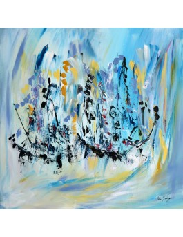 tableau abstrait bleu