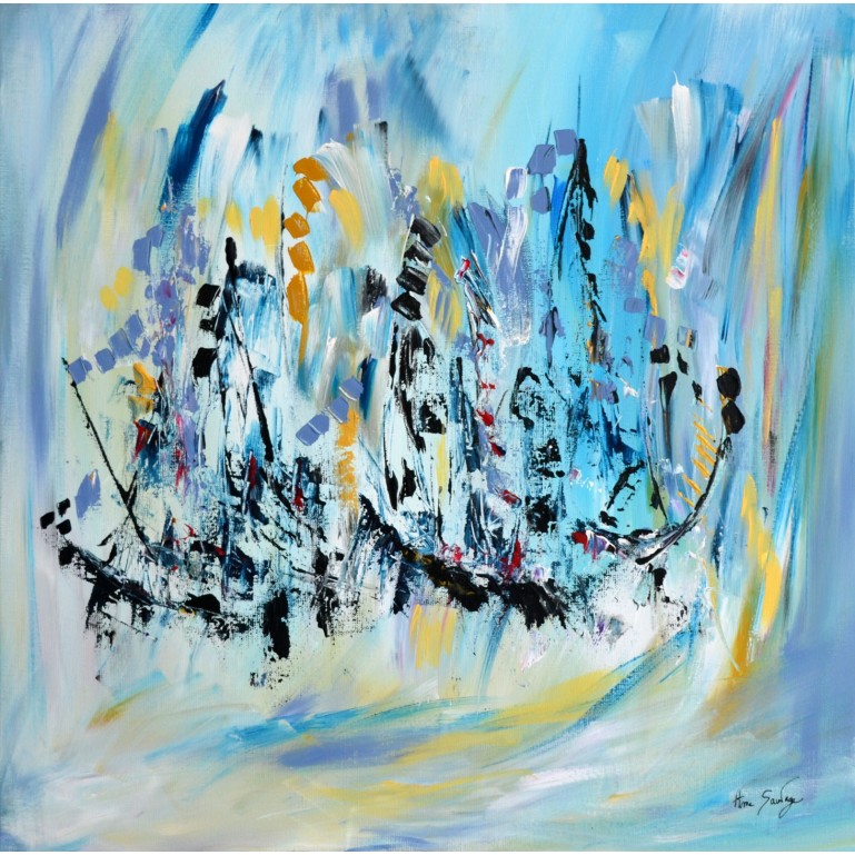 tableau abstrait bleu