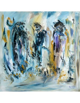 3 rois - tableau abstrait bleu