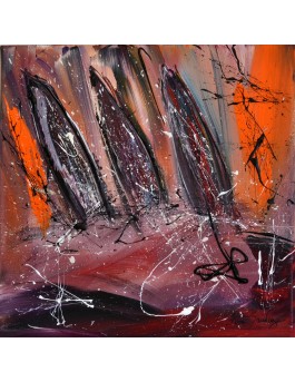Voiles de nuit - tableau abstrait bateaux