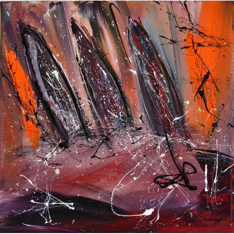 Voiles de nuit - tableau abstrait bateaux