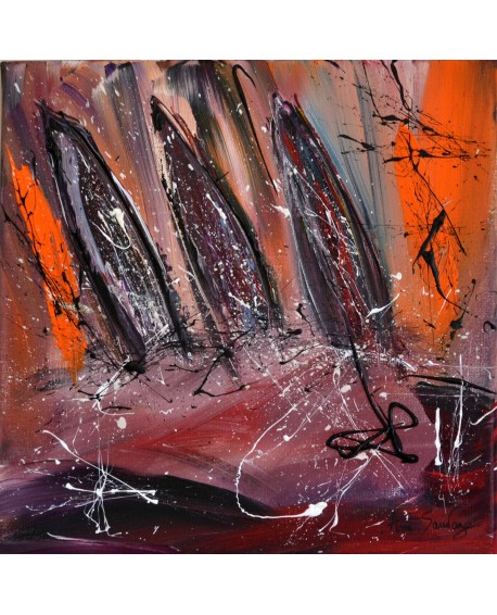 Voiles de nuit - tableau abstrait bateaux