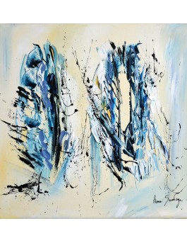 Blue Ring - Tableau abstrait blanc