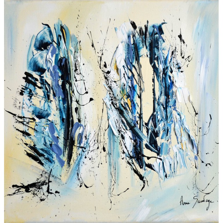Blue Ring - Tableau abstrait blanc