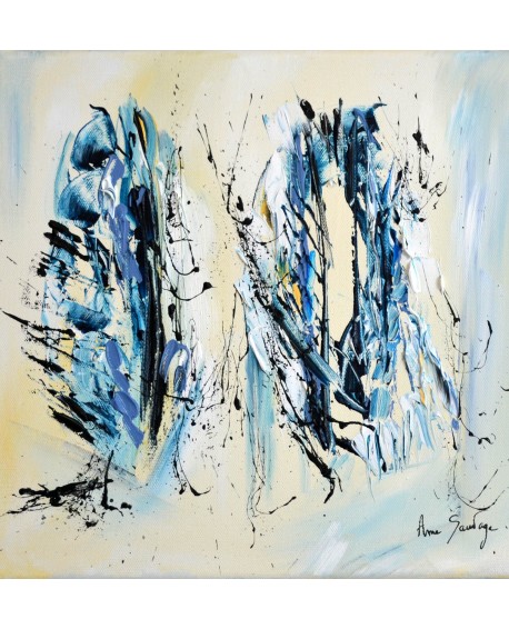 Blue Ring - Tableau abstrait blanc