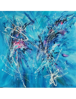 grand tableau moderne bleu