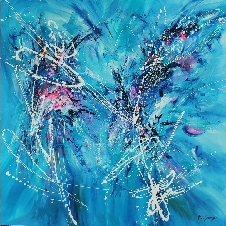 grand tableau moderne bleu