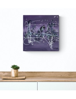 tableau abstrait moderne violet blanc