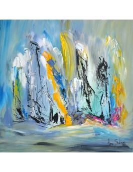 En plein océan - tableau abstrait bleu