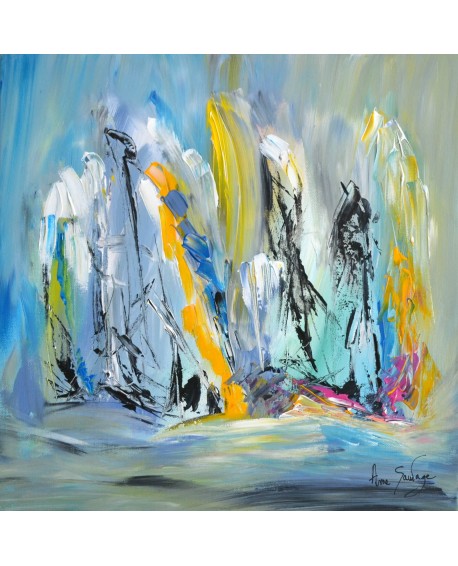 En plein océan - tableau abstrait bleu